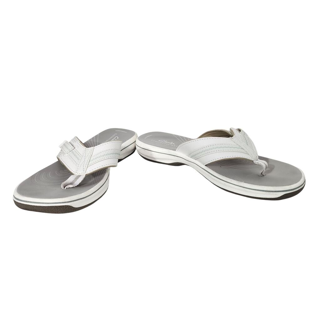Clarks Cloudsteppers Women's Brinkley Jazz Flip Flops Sandals White 7M Slip On